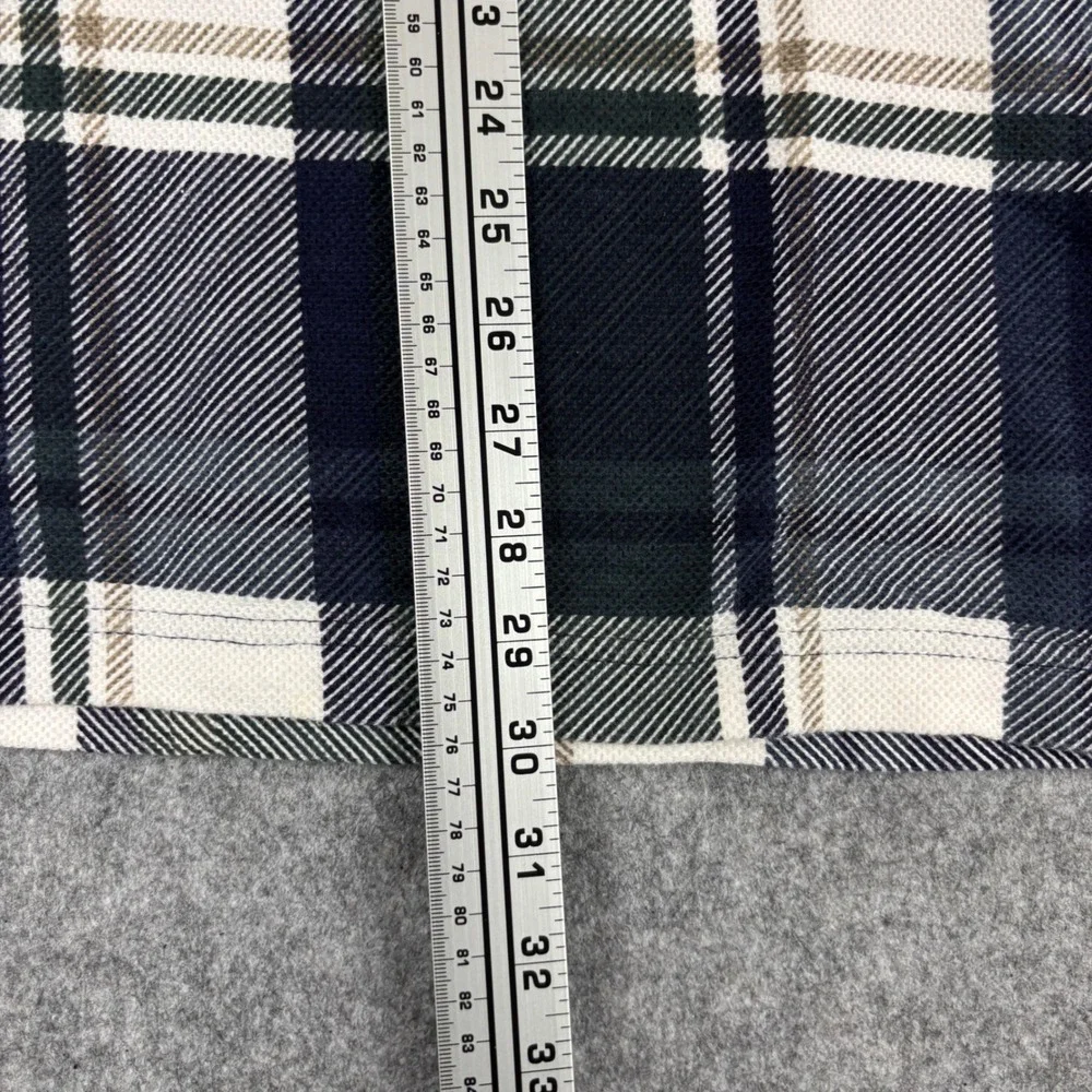 Chaps Ralph Lauren Polo Shirt Mens L Green Plaid Corduroy Collar Long Sleeve